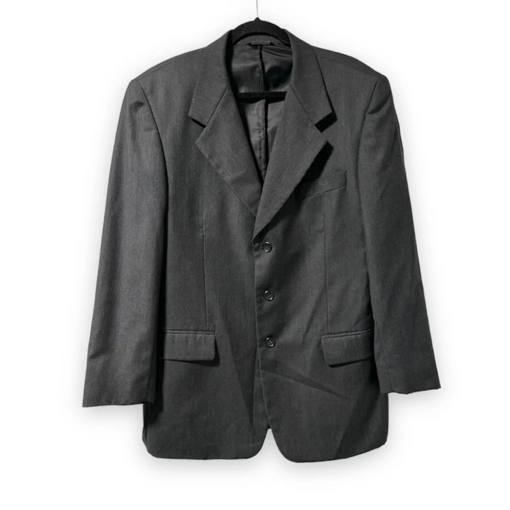 Nino Fenzi Italian Merino Wool Gray Lined Sport Coat Jacket Mens Size 44R Career